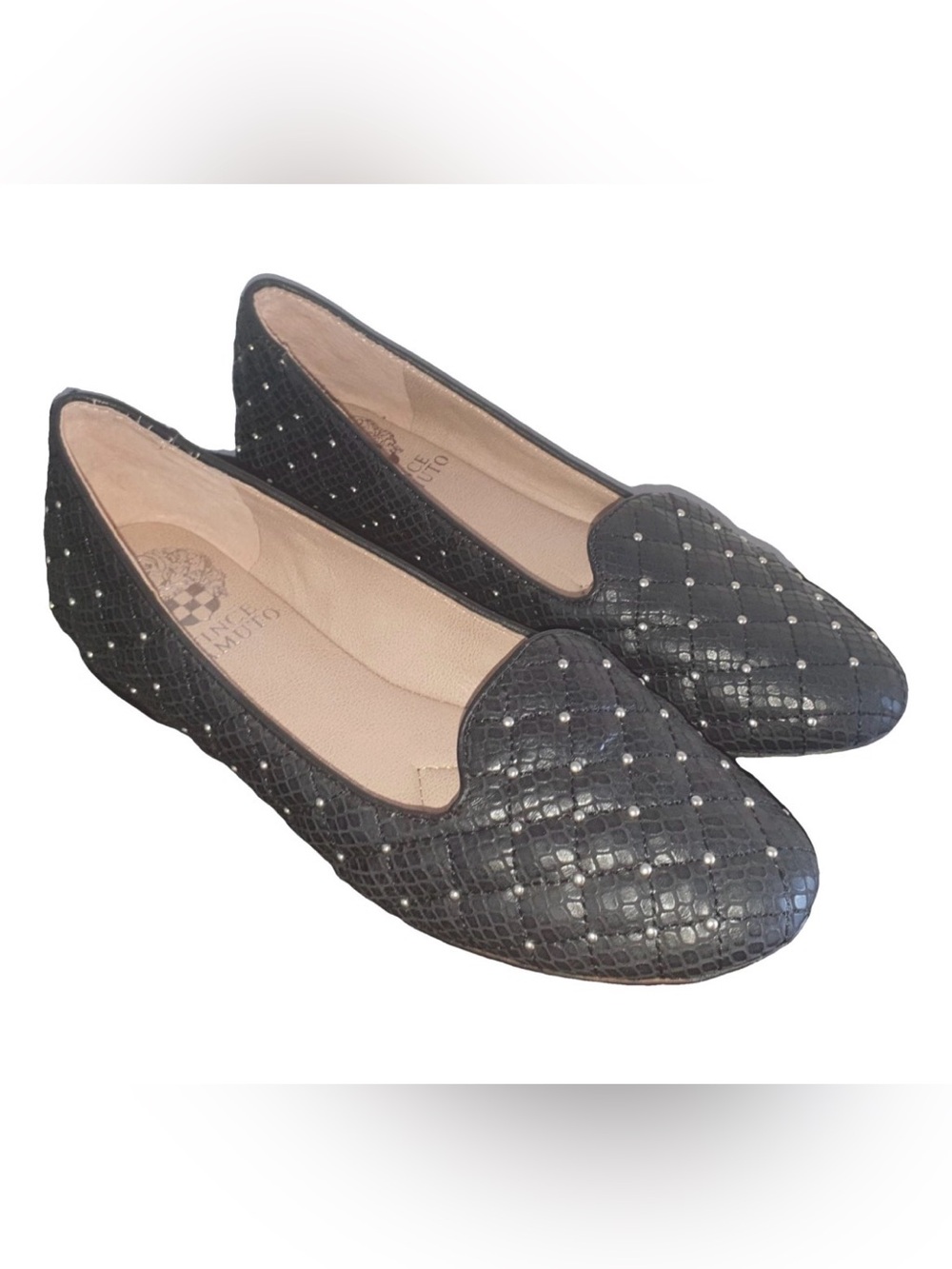 Vince Camuto Womens Liliana 2 Loafer Flat Quilted Studded Gem Slip On 9M/39